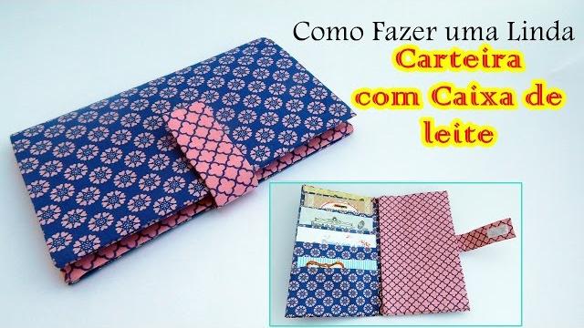 Como fazer uma linda Carteira com caixa de leite
