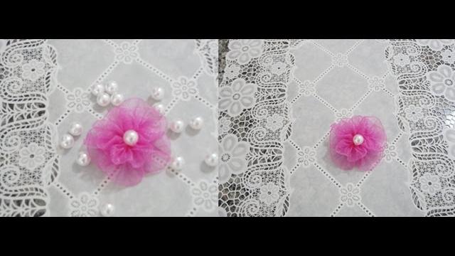 FLOR DE FITA DE ORGANZA Passo A Passo Parte1 Ribbon Flower Organza