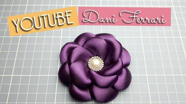 COMO FAZER FLOR DE FITA DE CETIM – FLOR BOLEADA – DIY RIBBON FLOWER
