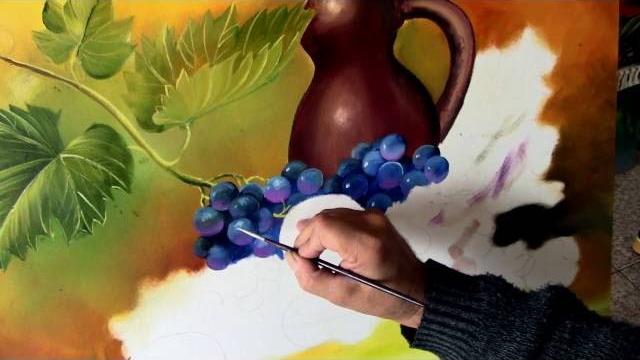Como pintar um cacho de uvas comum