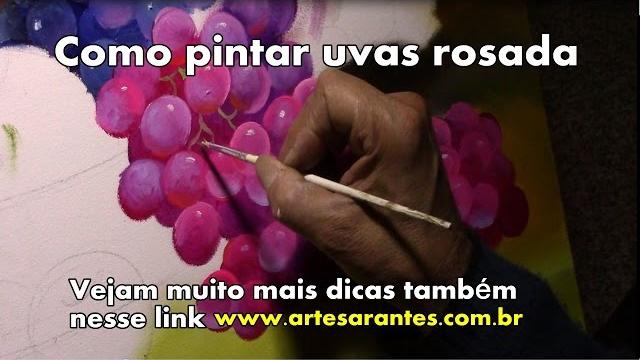 Vídeo aula ensinando passo a passo como pintar uvas rosada