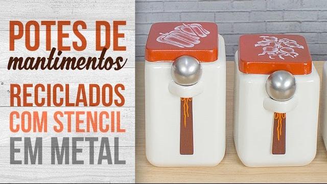 Potes de Mantimentos Reciclados com Stencil