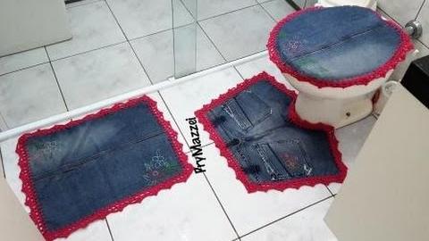 DY:JOGO TAPETE PARA BANHEIRO COM 1 CALÇA JEANS
