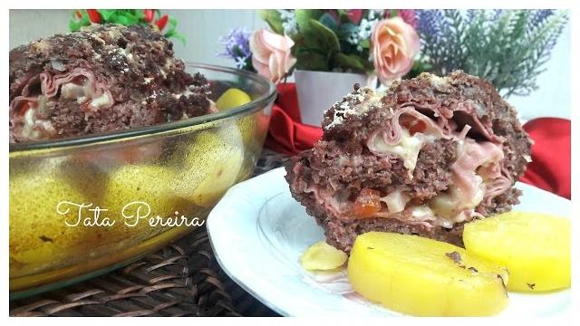 ROCAMBOLE DE CARNE MOÍDA COM BATATAS
