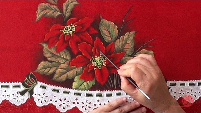 Flores de Natal em Tecido (Natal 2) Sonalupinturas