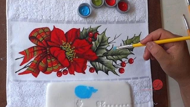 Flores de Natal em Tecido (Natal 1) Sonalupinturas