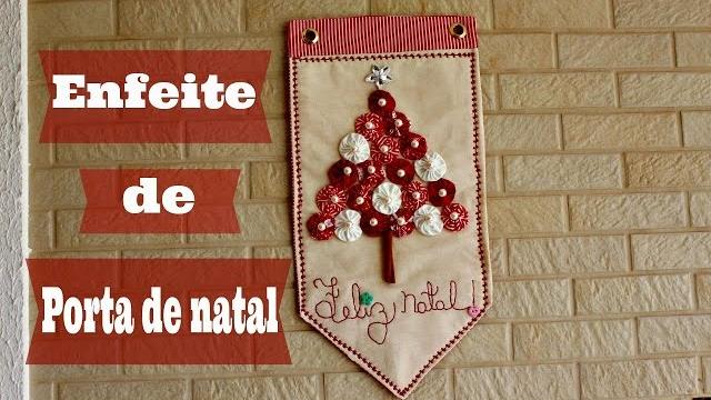 Enfeite de porta de natal de tecido