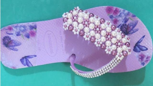 RENDA FRANCESA Feita Direto na Tira do CHINELO CUSTOMIZADO