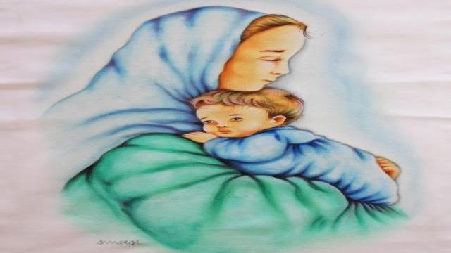 Pintura de Maria e o Menino Jesus