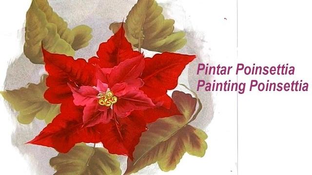 Pintar Poinsetia , flor de pascua . Painting poinsettia one stroke