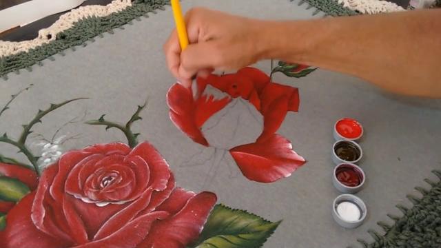 Pintura Rosas em tecido emborrachado Parte 3 de 3