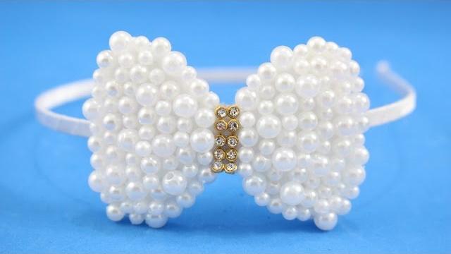 Passo a passo: Tiara com laço bordado em pérolas