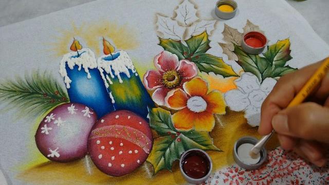 Pintura Motivos Natalinos, Rosas Silvestres e Folhas Negativas – Parte 2
