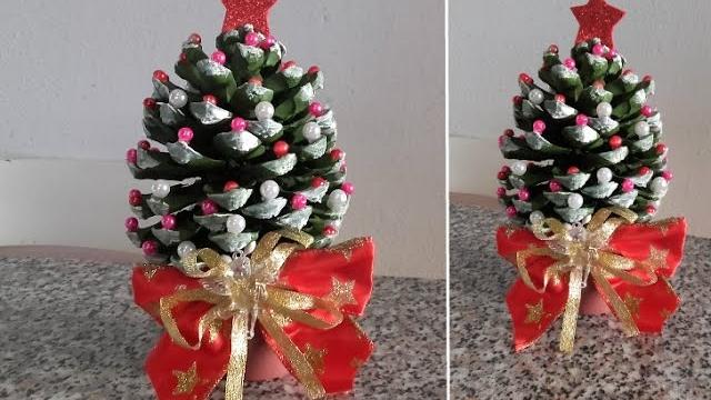 COMO FAZER ÁRVORE DE PINHA ( DECORAÇÃO DE NATAL)