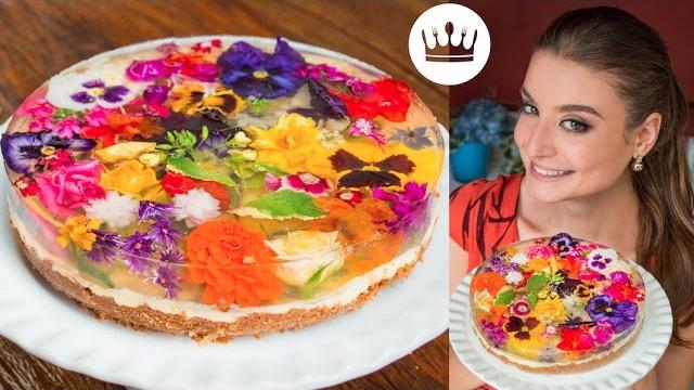TORTA JARDIM ESPELHADA (com flores comestíveis!)