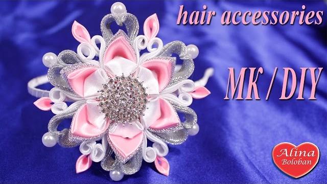 Kanzashi floco de neve – Arco de cabelo