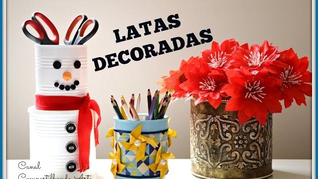 DIY: latas decoradas – boneco de neve, cata vento e clássica
