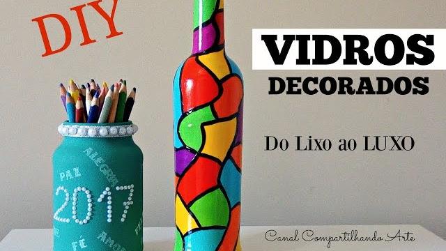 DIY garrafa decorada e porta treco – Vidros decorados