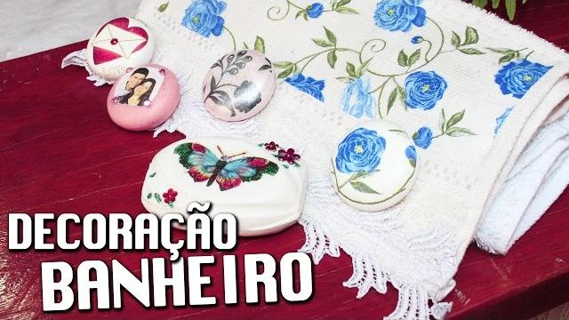 DECOUPAGE EM TOALHA DE ROSTO E SABONETE