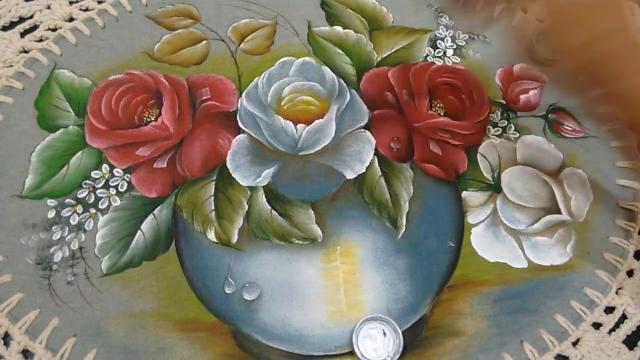 Roberto Ferreira –  Parte 3 – Pintura Rosas Brancas para iniciantes em tecido emborrachado