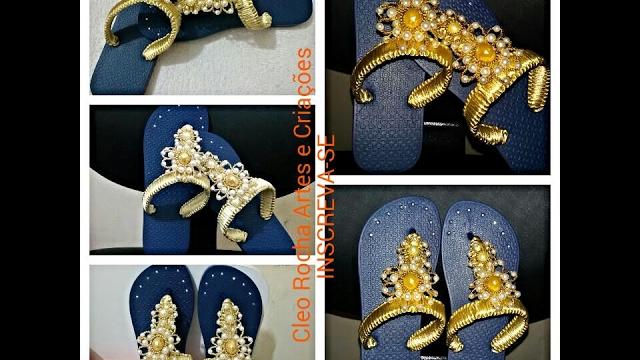 CHINELO NO MACRAMÊ E PEROLAS By Cleo Rocha