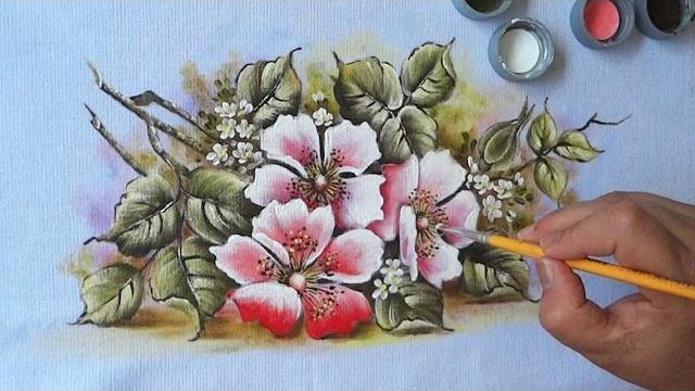 Rosas Silvestres em Tecido – Sonalupinturas