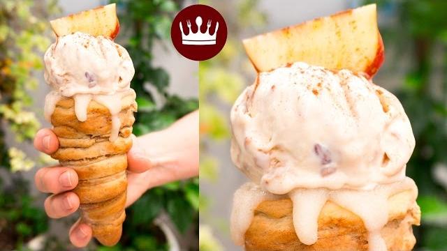 CONE CINNAMON ROLL – Casquinha de canela para comer com sorvete
