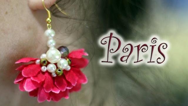 Especial Verão: Brinco flor de tecido com pérolas e cristais