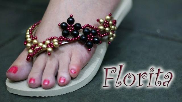 Chinelo decorado: Manta de flores de pérola