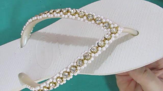 Chinelo de Noiva Decorado com Strass de metro rápido e fácil – Maguida Silva