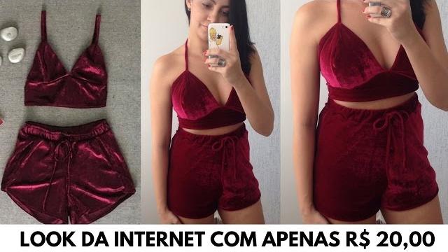 DIY CONJUNTO DE VELUDO – LOOK DA INTERNET COM APENAS R$ 20,00