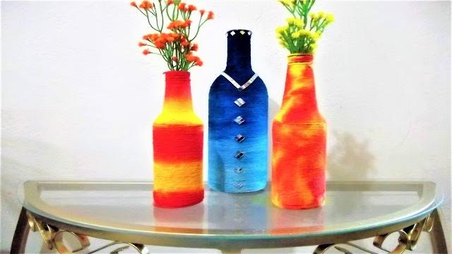 GARRAFA DECORADA COM BARBANTE E NANQUIM – Decorando Com Brilho