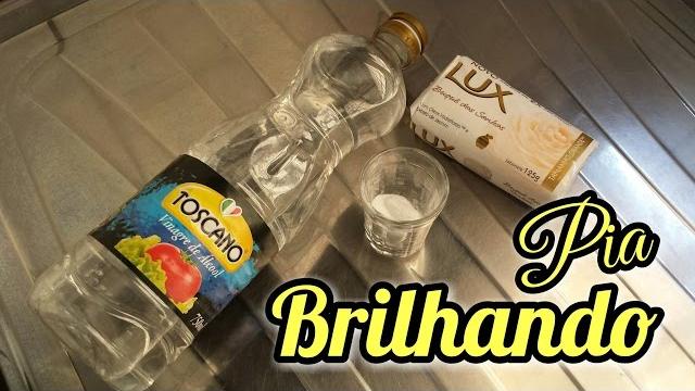 PIA DA COZINHA BRILHANDO – Vinagre, Bicarbonato e Lux