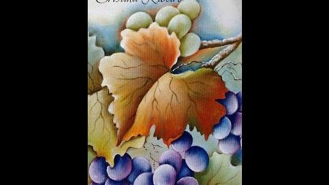 Como pintar galho de uvas com folhas. Projeto gratuito – A parreira. Aula 1 Cristina Ribeiro