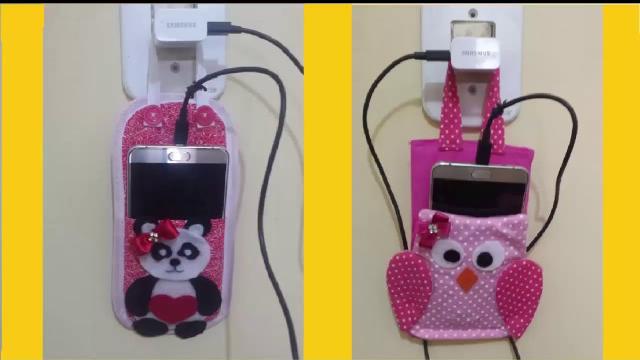 PORTA CARREGADOR DE CELULAR, PANDA E CORUJA