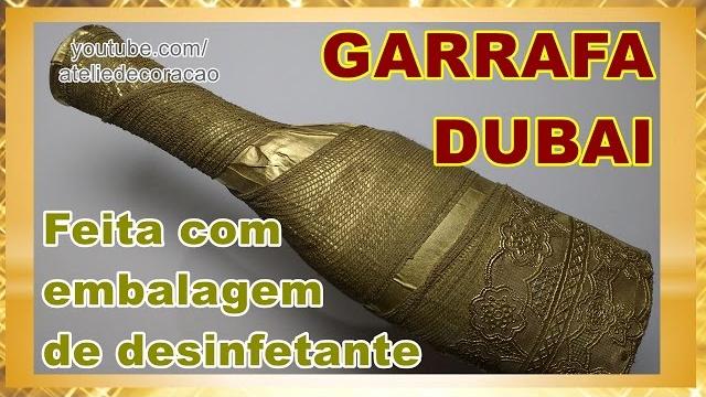 DIY – Garrafa Dubai com jornal, atadura e renda