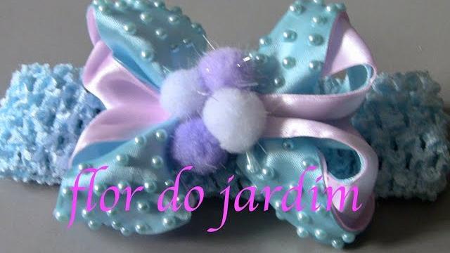 Laço com dois tons de fitas -DIY – Ribbon bow tie