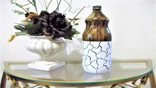 GARRAFA DECORADA COM BETUME E FALSO CRAQUELADO – Decorando Com Brilho