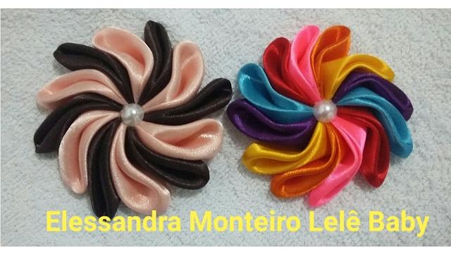 DIY: Flor Colorida Feito com Fita de Cetim
