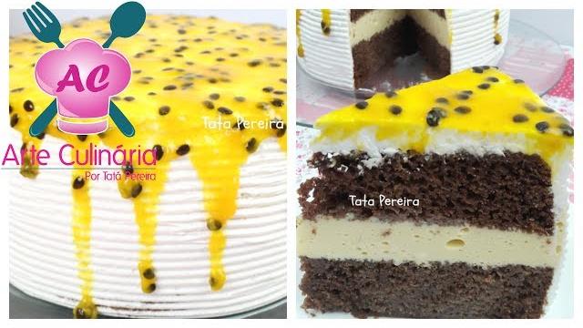 BOLO DE CHOCOLATE RECHEADO COM MOUSSE DE MARACUJÁ