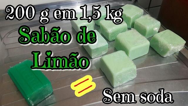 1,5 KG DE SABÃO SEM SODA USANDO 1 BARRA DE 200 G DE MERCADO