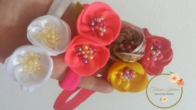 Flor de círculo feita com cetim ou feltro by Tatiana Karina