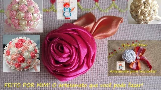 Como Fazer uma Rosa de Fita de Cetim Para Buquê de Noiva