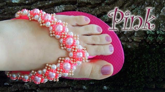 Chinelo decorado: Manta de pérolas