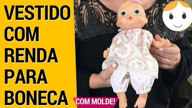 VESTIDO COM RENDA PARA BONECA BABY ALIVE