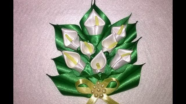 DIY -Arranjo Copo de Leite – Flor de cetim – Kanzashi – Satin Flower