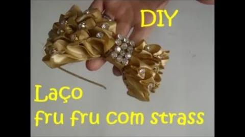 Como fazer Laço frufru com strass na tiara -DIY