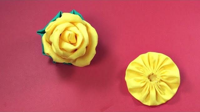 ROSA de TECIDO – FLOR com FUXICO PASSO a PASSO – DIY