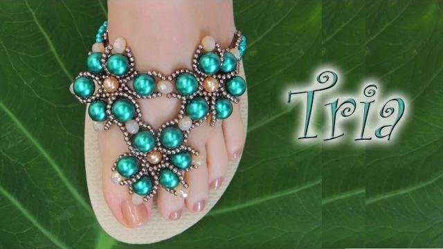 Chinelo decorado: Manta de flores de pérolas e cristais