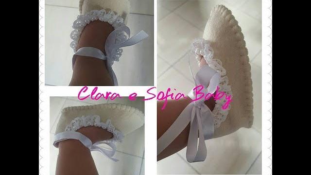 Sapatinho feminino feito a mão para bebês – Do corte a customização